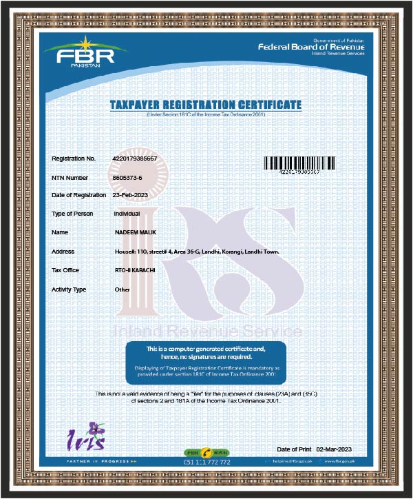 nmctrader certificate of affiliation with FBR